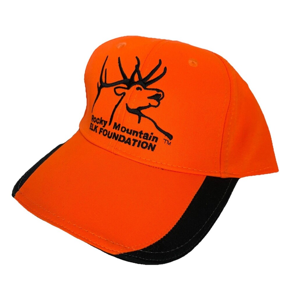 Rocky Mountain Elk Foundation Logo Blaze Orange Hunting Hat Adjustable OSFA NWOT